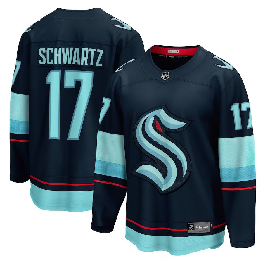 Men Seattle Kraken 17 Jaden Schwartz Fanatics Branded Navy Home Breakaway Player NHL Jersey